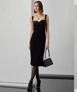 Ralph Lauren Collection Purple Label Black Cocktail Dress Satin Bow Midi Formal - Picture 1 of 11