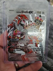 Pokemon Silver Foil Fan Art Team Macmas Groudon EX Textured Collector Card  - Bild 1 von 5