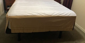 B Smith Queen Size Bedskirt Textured Camel Colored Split Corners Decor Polyester - Picture 1 of 9