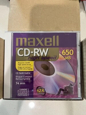MAXELL CD-RW High Speed 10 Pack New Pack 650MB 74 Min. ReWritable CD Sealed - Image 1 of 3