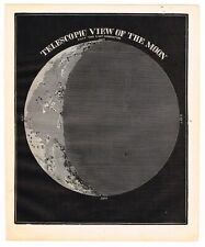 ANTIQUE PRINT VINTAGE 1889 ASTRONOMY STAR ORIGINAL WOOD BLOCK MOON TELESCOPIC 1