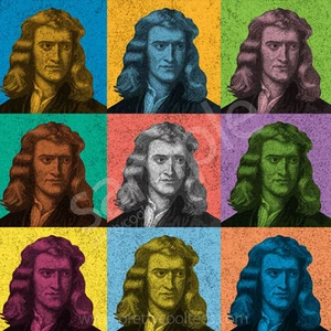 Sir Isaac Newton Pop-Art T-Shirt Tee, Men Women's Youth Tank Short Long Sleeve - Picture 1 of 11