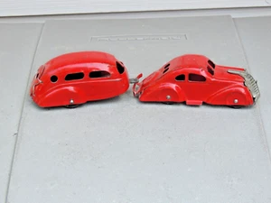 Vintage 1930's WYANDOTTE Pressed Steel Coupe & Airstream Camper Trailer Original - Picture 1 of 12