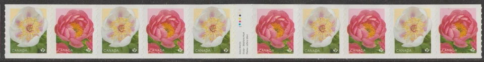 Canada 3486-3487 3487a Peonies P coil gutter strip 10 MNH 2025 - Image 1 of 1
