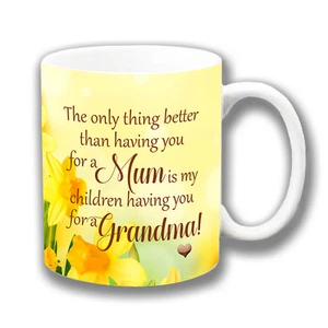 Mum Grandma Message Coffee Mug 10oz Ceramic Yellow Spring Daffodils Unique Gift - Foto 1 di 1