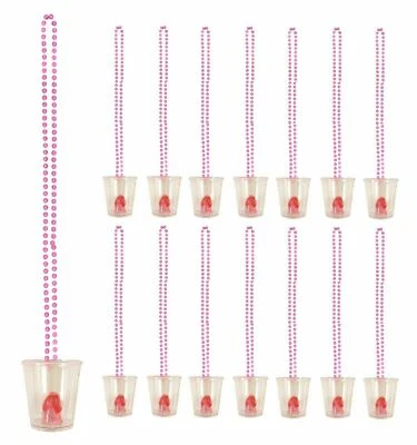 HENDRANDT LTD 12x WILLY Shot Glass Hen Party Reusable GLASSES Accessories Necklace Neon uk