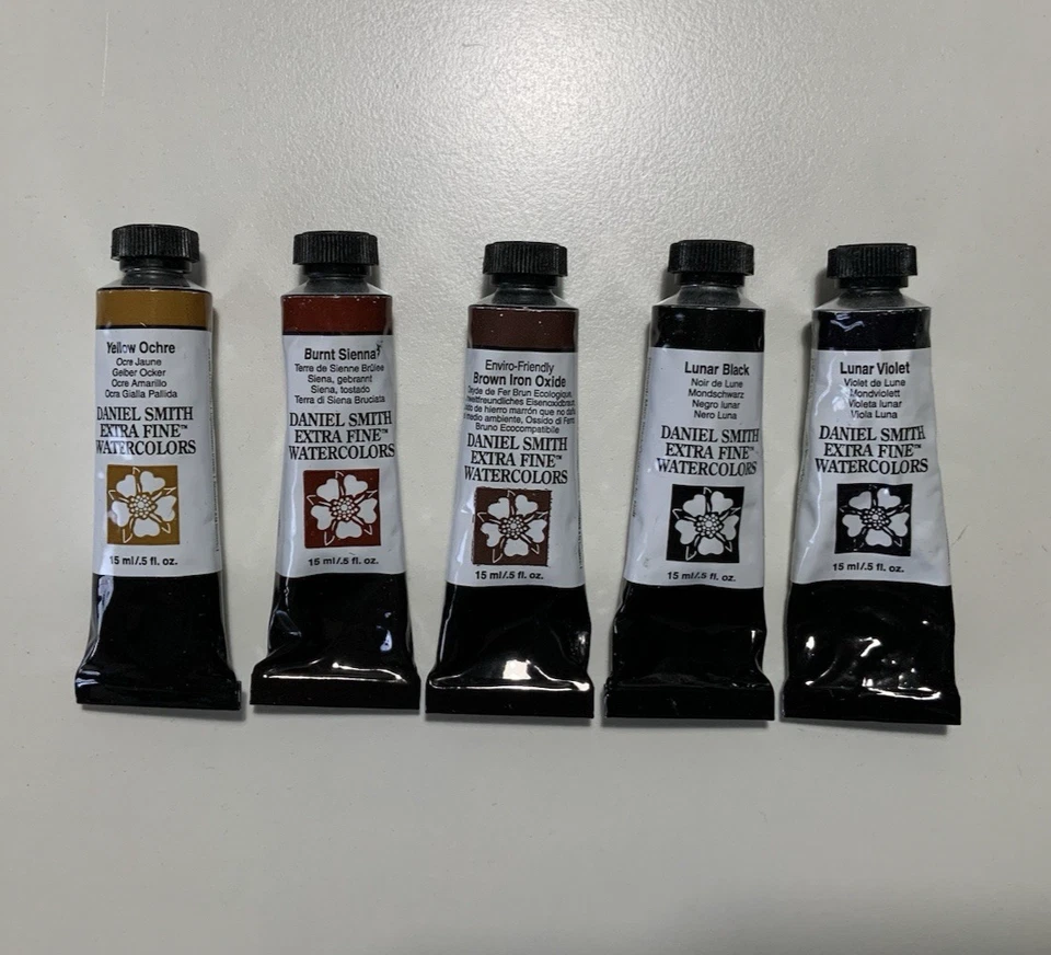 Daniel Smith Watercolor Paint Lot of 5 Tubes Earth Tones Ochre Sienna Lunar - Image 1 of 1