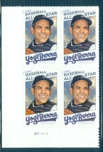US 5608 Baseball All Star, Yogi Berra, Plate # Block/4, Self Adhesive, Mint NH - Picture 1 of 1