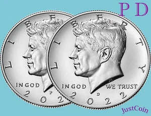 2022 P&D KENNEDY HALF DOLLAR SET CLAD TWO COINS SET UNCIRCULATED - Picture 1 of 2