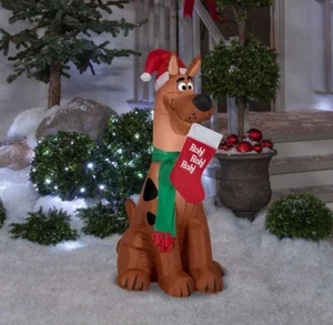 Gemmy Weihnachten luftgeblasene aufblasbare Scooby mit Weihnachtsmütze und Strumpf WB, 3,5 Fuß... - Bild 1 von 8