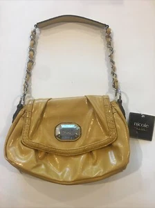 Nicole Miller Handbag Shannon Flap Lemon Yellow Chain Handle Outer Inner Pocket - Picture 1 of 13
