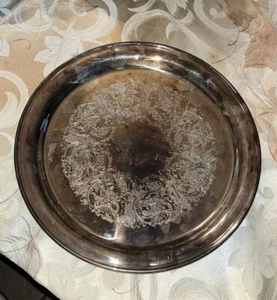 Vintage Gorham YC979 Silber Teller rundes Tablett 14" rund ziseliertes Detail einfacher Rand - Bild 1 von 5