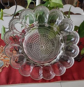 Vintage Indiana Glass 11" Deviled Egg Plate Serving Tray Hobnail Dish - Picture 1 of 3