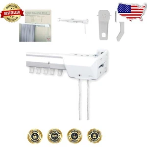 White Heavy Duty Adjustable Traverse Rod, 84-156 Inch, Easy Mount Installation - Picture 1 of 6