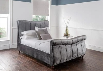 BED CRAFT CHESTERFIELD LUXURY SWAN SLEIGH BED-All sizes- Gaslift option - Image 1 of 4