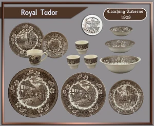 Royal Tudor Coaching Taverns 1828 Teile zur Wahl teller schale tasse braun - Bild 1 von 26