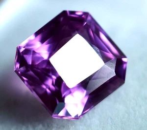 Piedra preciosa suelta Montana corte Asscher certificado zafiro púrpura natural de 6,70 quilates. - Imagen 1 de 5