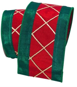 🎄New Farrisilk 10 x 4 Holiday Christmas Drummer Boy Ribbon Green Red Gold 🎄 - Picture 1 of 2