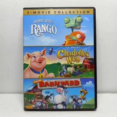 Детские фильмы Rango/Charlottes Web/Barnyard (DVD) Johnny Depp Paramount 3... - Изображение 1 из 2