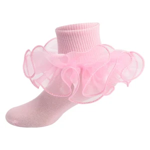 New Girls Lace Ruffle Frilly Princess Cotton Socks Kids Dance School Ankle Socks - Picture 1 of 32