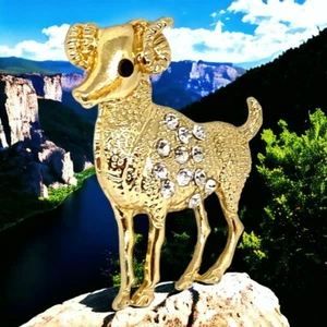 Modern Zodiac Gold Tone Brooch – Aries the Ram. E443-T41 - Picture 1 of 4
