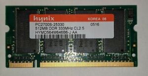 PC2700S-25330 HYMD564M646b6-J AA GENUINE HYNIX LAPTOP MEMORY 512GB 333MHZ