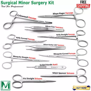 Surgical Minor Surgery Kit Student Dissecting Suture Removal Instruments 11Pcs - Picture 1 of 13