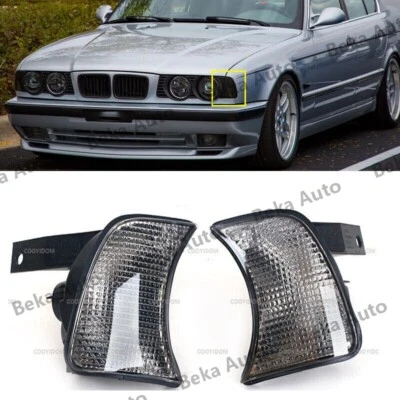 Пара черных угловых фар указателей поворота для BMW 5-Series E34 1989-1995 годов выпуска - Изображение 1 из 4