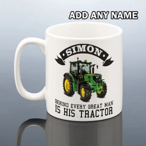 FARM TRAKTOR BECHER Geburtstagsgeschenk Valentinstag Ihn Männer grün Traktor Fahrer Tasse Arbeit - Bild 1 von 4