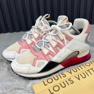Sneakers Louis Vuitton Run Away Logo Bianco Maglia Pelle 5 UK o 8 US o 38 EUR - Foto 1 di 11