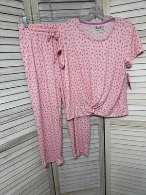 Conjunto de pijama/loungewear Hanes 2 peças tamanho P rosa floral novo com etiquetas - Imagem 1 de 4