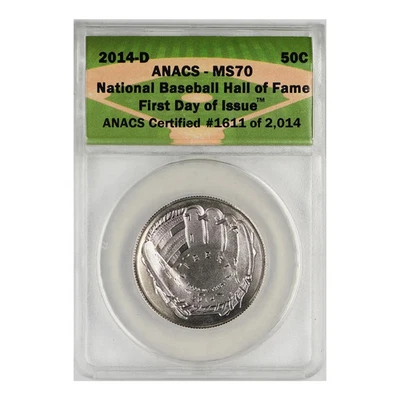 2014-D Baseball Hall of Fame Commemorative Half Dollar ANACS MS-70 - Image 1 of 2