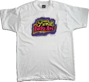 Vintage 90’s XL NOS Ford Kicks Ass Single Stitch White T-Shirt, Made In USA. - Picture 1 of 9