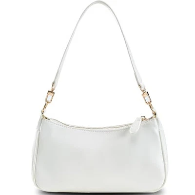 Bolsos de hombro pequeños Cresent bandolera carteras para mujer cuero vegano blanco Foto 1 de 4