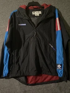 Vintage Columbia Jacket Mens Large Hooded Pullover Sport Windbreaker 90s - Picture 1 of 12