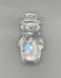 Figura Muñeco de Nieve Cristal Opalescente Vidrio Iridiscente Transparente Navidad Invierno - Imagen 1 de 7