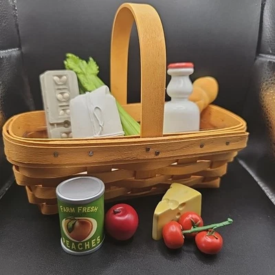 Longaberger JW 微型篮子假人造食品杂货市场迷你鸡蛋面包  — 第 1/4 张图片