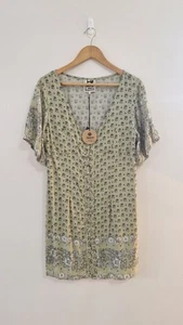 Mini Vestido Jaase, Rayón Verde Claro, Con Cordones Frontales, Talla M - Imagen 1 de 13