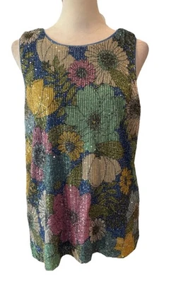 Camiseta sin mangas On 34th floral con lentejuelas sin mangas talla XL NUEVA CON ETIQUETAS Foto 1 de 4