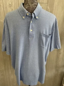 Lands end Supima Cotton Men Size L Blue Polo - Picture 1 of 6