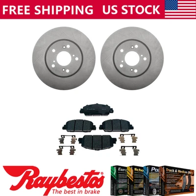 Front Brake Rotors + Ceramic Brake Pads & Hardware For 2013-2018 Honda Accord Foto 1 de 4
