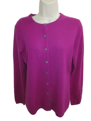 Cárdigan Suéter Lands End 100% Rosa Cachemira Cuello Redondo Talla Alta S/T Foto 1 de 3