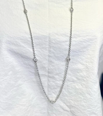 "Collar de cadena JUDITH RIPKA 925 plata esterlina circonita cúbica estación Diamonique; 36""" Foto 1 de 4