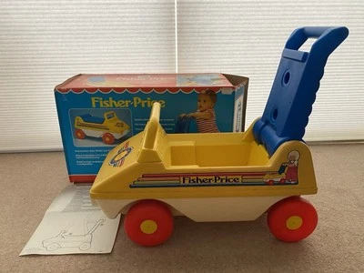 Rare vintage 1984 boxed fisher price walk and push car baby walker retro toys  - Image 1 of 4