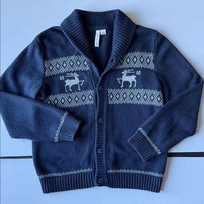 Janie & Jack Niños Azul Marino Reno Invierno Vacaciones Cárdigan Suéter Talla 8 Foto 1 de 4