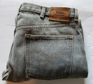 Vintage Polo Ralph Lauren Jeans 38x32 Relaxed Fit Smoke Grey Denim Made USA 90s - Picture 1 of 12