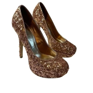 Bakers Women's Bronze Sequin Stiletto Platform Pump Heels Party Shoes Sizee 7.5 - Picture 1 of 12