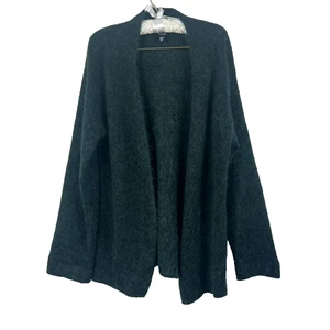 Eileen Fisher Open Front Cardigan Green Size Medium Wool Mohair Italian Yarn - Picture 1 of 6