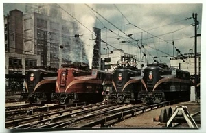 Locomotoras vintage Pennsylvania RR GG1 en Sunnyside NY 1954 postal - Imagen 1 de 2