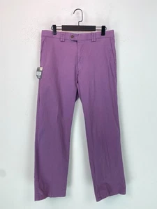 Gurteen Sovereign Longford Purple Solid Chinos Regular Casual W34 S NEW - Picture 1 of 13